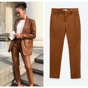 Zara Brown faux Leather Pants